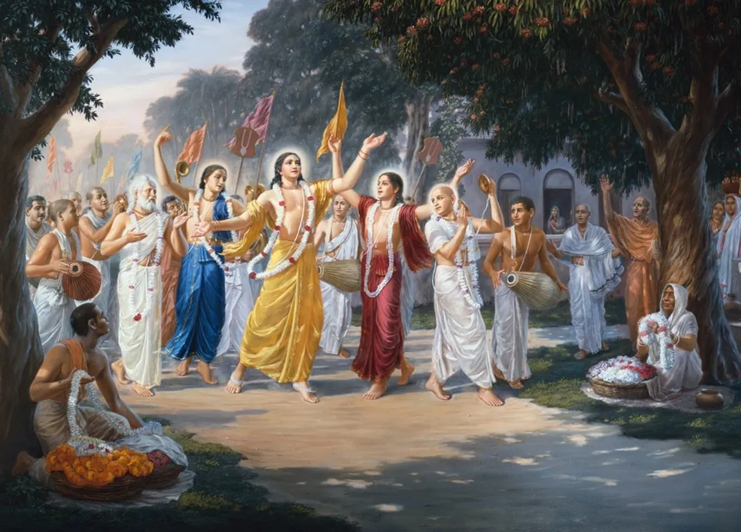 Painting of the Pancha-tattva in kirtan